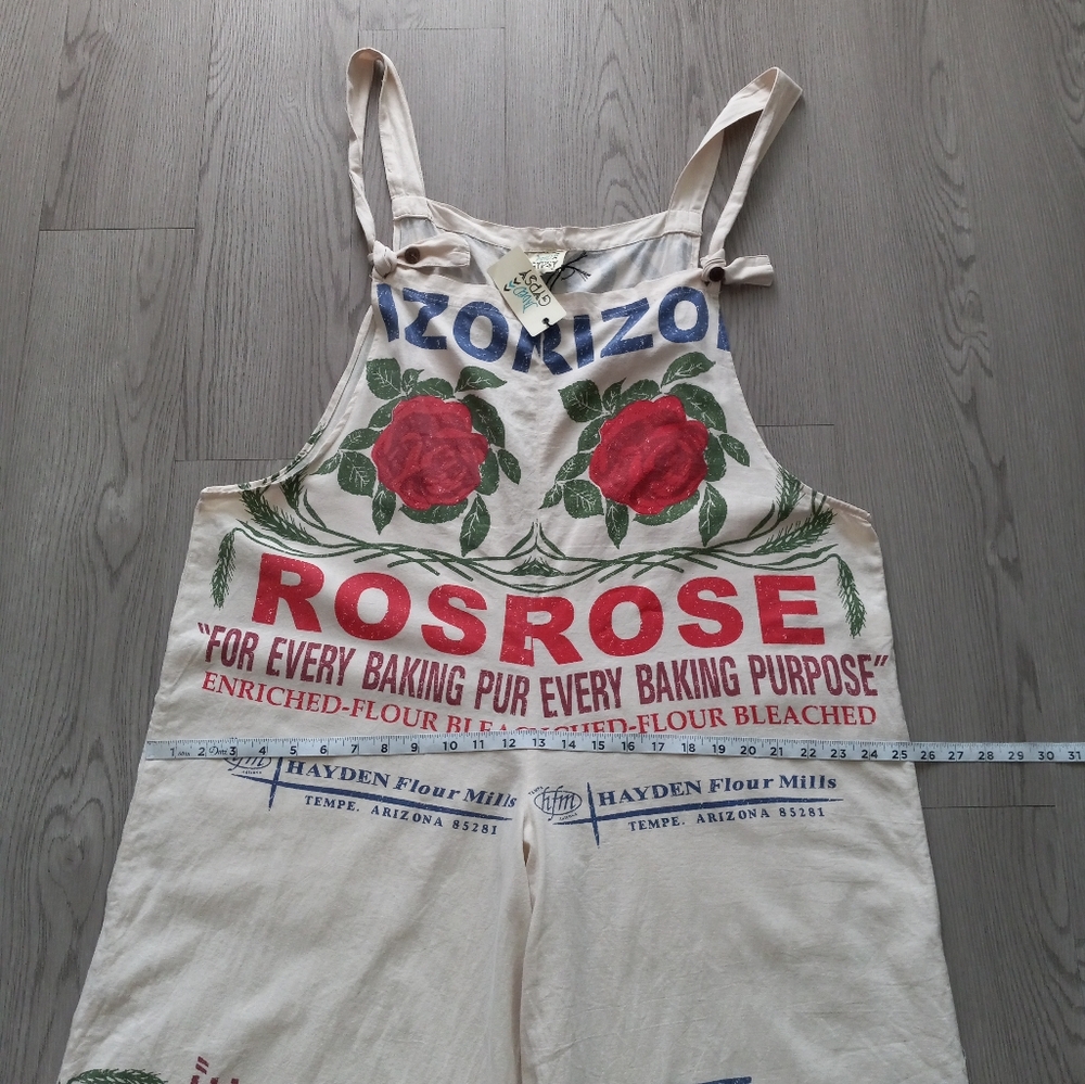 Jaded Gypsy Roses Flour Sack Market Fresh Overalls Cotton L/XL - Picture 9 of 16